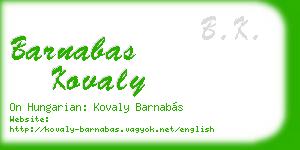 barnabas kovaly business card